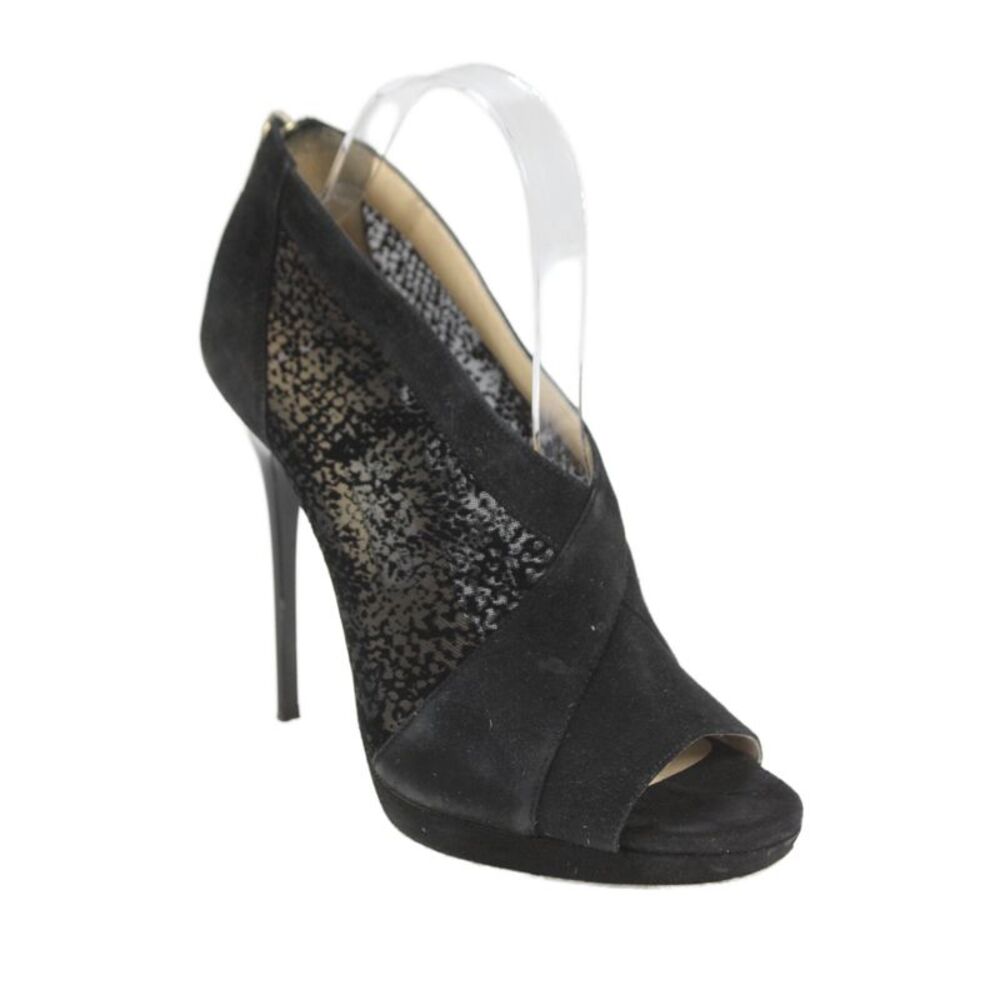 Jimmy Choo Womens Mesh Textured Zipped Stiletto Booties Black Size EUR 39